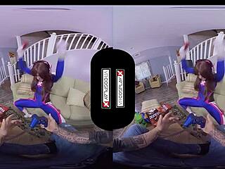 dva cosplay gamer takes vr cock deep in pussy