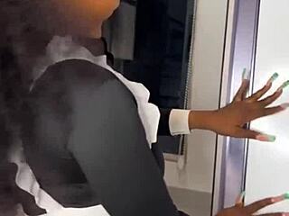 Ebon Maid Caught Riding Boss's Cock - Squirting Ecstasy!