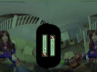 dva cosplay gamer takes vr cock deep in pussy