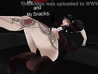 Big black cock hardfucks massive ass slut in imvu frenzy.