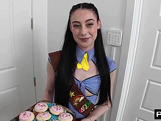 Petite Girl Scout begs big cock creampie in her tight cookie hole