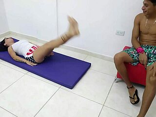 Blonde Bodybuilder Teaches Friend Intense Gym Workout Sex