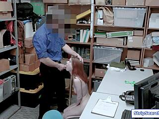 Shoplifter Strips Naked Then Sucks Cop's Monster Cock in Office Stripsearch!