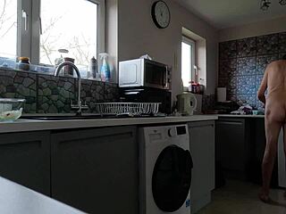 i'm naked preparing food in my kitchen all alone today