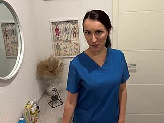 a private massage turns into sloppy deepthroat and cum swallow with nurse