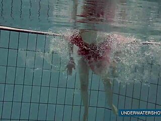 katya okuneva stuns in red dress poolside