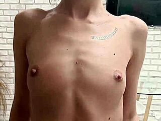 petite brunette's short gym routine shakes her small tits and ass