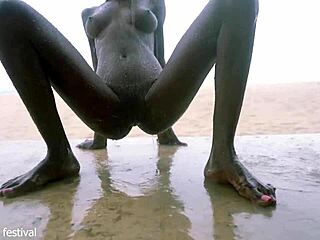 Skinny Ebony Ranch Girl Dances Naked With Tits Bouncing!