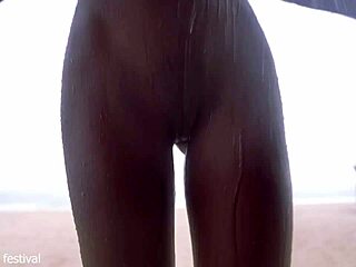 Skinny Ebony Ranch Girl Dances Naked With Tits Bouncing!