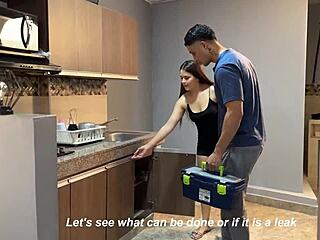 colombian hires plumber to fix her tight asshole deep