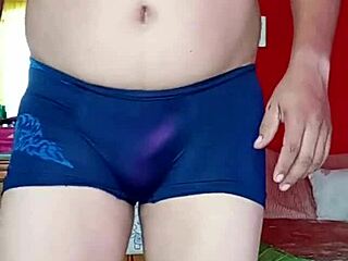 Femboy shakes ass dancing in sheer intimate lingerie