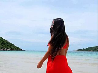 orange bikini flashes beach tease pure temptation