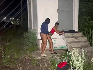 wife hunts carnival studs behind muscular husband