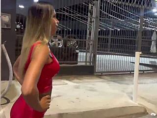 wife hunts carnival studs behind muscular husband