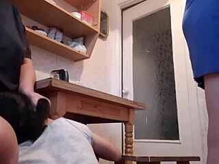 Girlfriend Licks Pussy Under Table During Dishes
