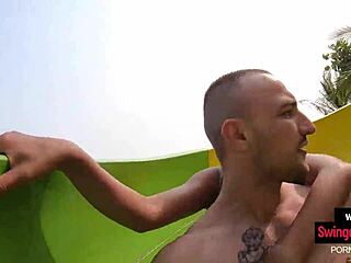 Cute Thai teen girlfriend creampied after poolside homemade fuck