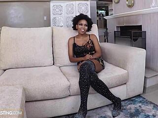big tits ebony milf rides bwc reverse cowgirl at homemade casting pov