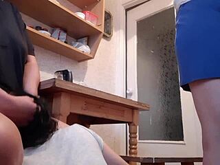 Girlfriend Licks Pussy Under Table During Dishes