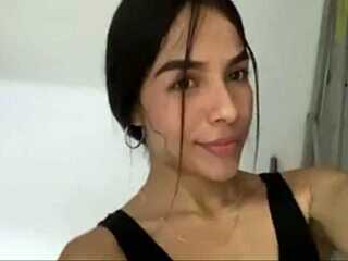risky latina fingers wet pussy in gym shower publicly