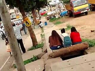 sexy young indian girl flashes blue panties ass outdoors publicly