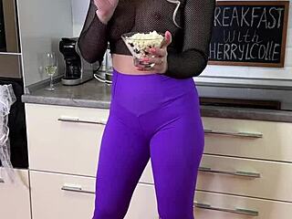 breakfast with cherrylcolle in see-through nylons heels glasses tease