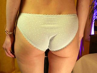 Skinny Blonde Teen Caresses Cute Panties Over Booty