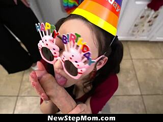 Naughty stepmom and stepsister throw private party fucking heartbroken stepson doggystyle