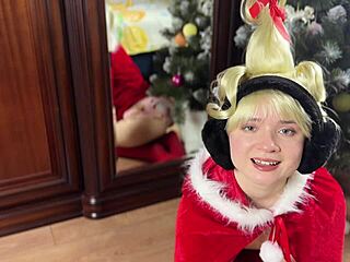 Cindy Lou Christmas Cosplay Uniform Teases Petite Tits