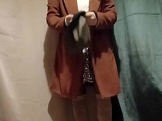 french milf maid chained outdoors flashes humiliates with dildo in public slave show