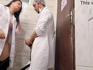 hot nurse sneaks to hospital bathroom with doctor