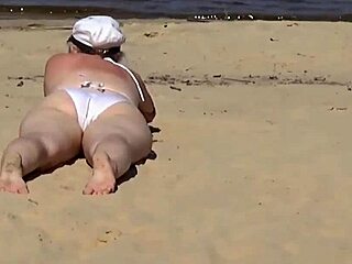 Nimble Mature Mommy Fucks Young Guys Doggystyle on Beach
