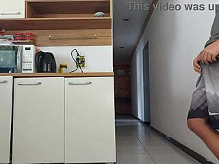we risked kitchen sex while husband showered, his friend bareback fucked me almost caught