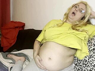 Daddy's Swollen Belly Massage Turns into Rough Family Couch Humiliation