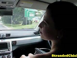 Stranded hitchhiker eyes pickup ride