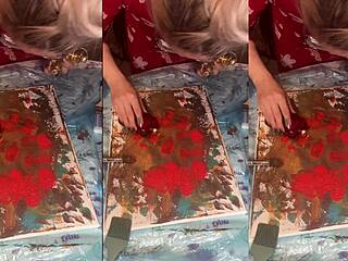 Hey, big eyeglasses ASMR acrylic art blooming in mist part 2...