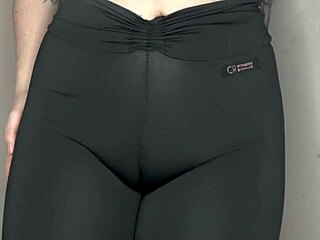 listen close to yoga cameltoe tease in tight black leggings