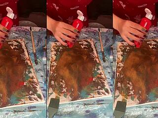 Hey, big eyeglasses ASMR acrylic art blooming in mist part 2...