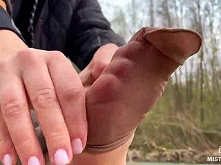 beautiful nylon feet in jeans outdoor compilation