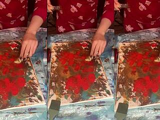 Hey, big eyeglasses ASMR acrylic art blooming in mist part 2...