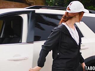 Redhead lesbian milf coach siri dahl straps on a teen