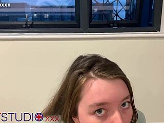 gorgeous british teen sucks cock cum-covered facial