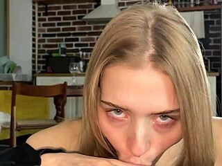 Cutie sucks me off before putting a condom
