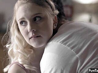 Older guy deflowers nervous blonde teen