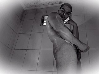 Oops my big cock got all soapy in slow motion shower 😳