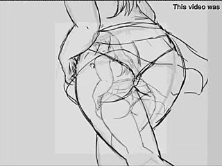 redhead in miniskirt speedpaint session