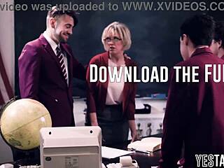 Horny students gangbang huge tits bbw mature teacher in classroom