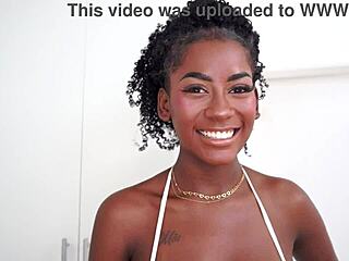 Beautiful brazilian ebony takes three huge cocks