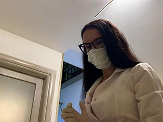 Nurse in latex gloves provides therapy session