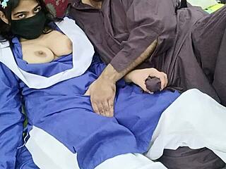 desi student in uniform with stepfather