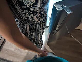 horny wife teases then fucks in kitchen